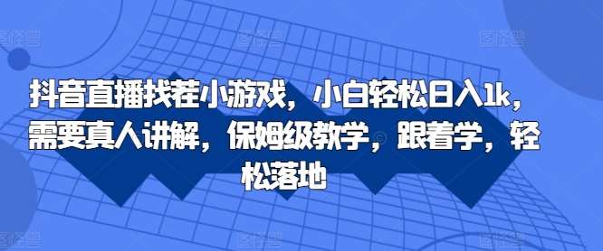 抖音直播找茬小游戏，小白轻松日入1k，需要真人讲解，保姆级教学，跟着学，轻松落地【揭秘】-千寻创业网