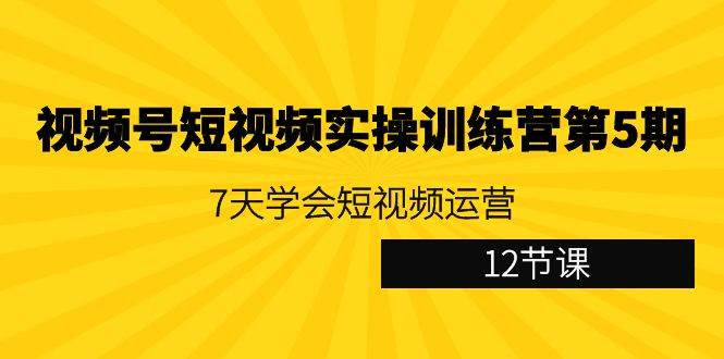 （9029期）视频号短视频实操训练营第5期：7天学会短视频运营（12节课）-千寻创业网