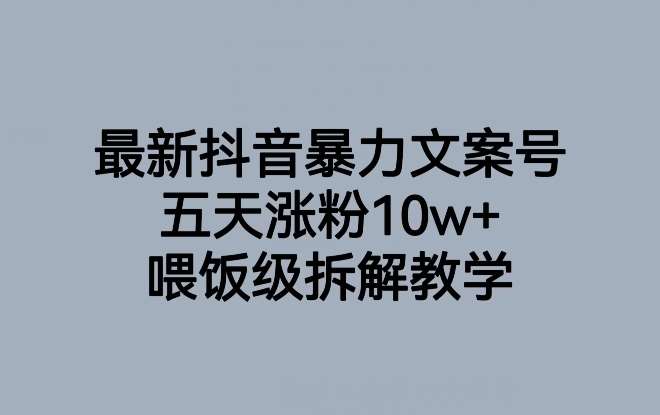 最新抖音暴力文案号，五天涨粉10w+，喂饭级拆解教学-千寻创业网