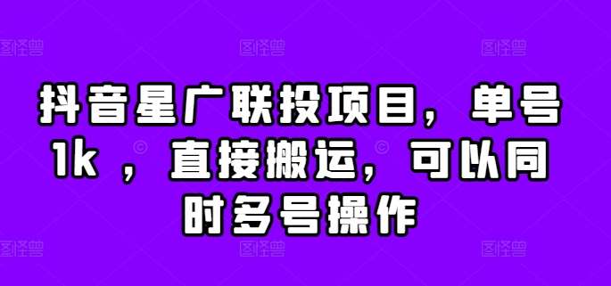 抖音星广联投项目，单号1k ，直接搬运，可以同时多号操作【揭秘】-千寻创业网