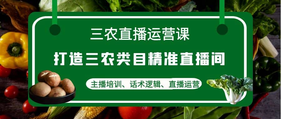 三农直播运营课：打造三农类目精准直播间，主播培训、话术逻辑、直播运营-千寻创业网