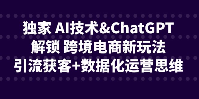 独家 AI技术&ChatGPT解锁 跨境电商新玩法，引流获客+数据化运营思维-千寻创业网