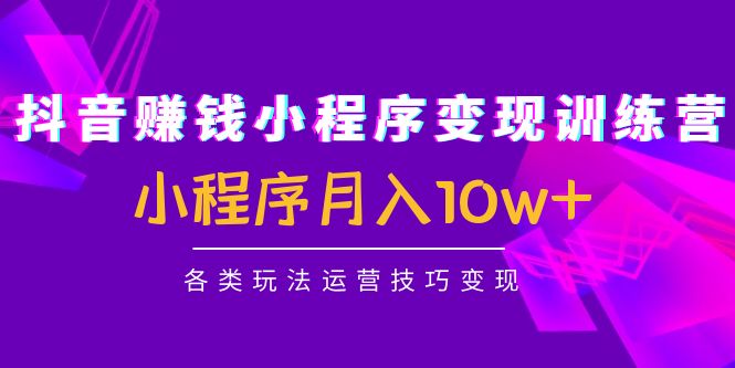 抖音赚钱小程序变现训练营：小程序月入10w+各类玩法运营技巧变现-千寻创业网