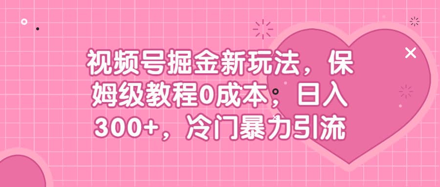 视频号掘金新玩法，保姆级教程0成本，日入300+，冷门暴力引流-千寻创业网