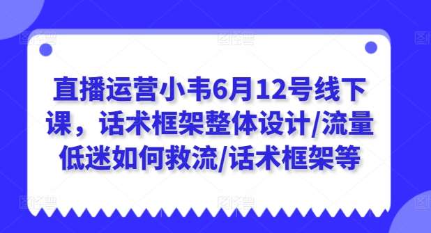 直播运营小韦6月12号线下课，话术框架整体设计/流量低迷如何救流/话术框架等-千寻创业网