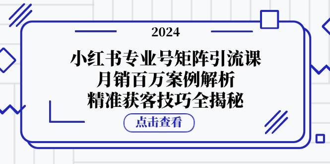 （12943期）小红书专业号矩阵引流课，月销百万案例解析，精准获客技巧全揭秘-千寻创业网