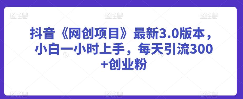 抖音《网创项目》最新3.0版本，小白一小时上手，每天引流300+创业粉【揭秘】-千寻创业网