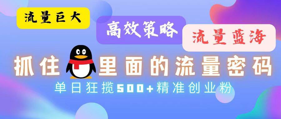 （13068期）流量蓝海，抓住QQ里面的流量密码！高效策略，单日狂揽500+精准创业粉-千寻创业网