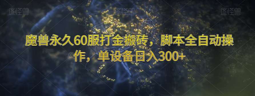 魔兽永久60服打金搬砖，脚本全自动操作，单设备日入300+【揭秘】-千寻创业网