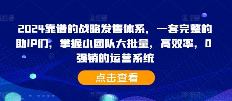 2024靠谱的战略发售体系，一套完整的助IP们，掌握小团队大批量，高效率，0 强销的运营系统-千寻创业网