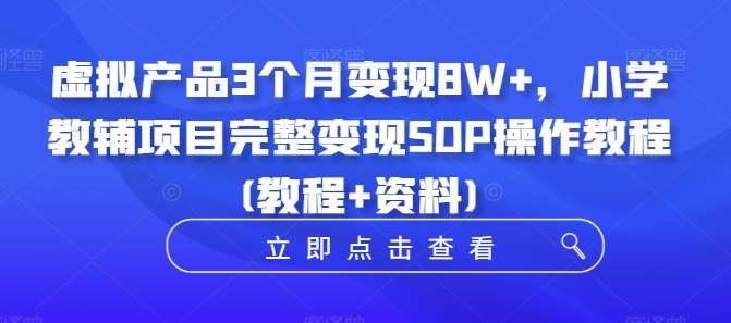 虚拟产品3个月变现8W+，小学教辅项目完整变现SOP操作教程(教程+资料)-千寻创业网