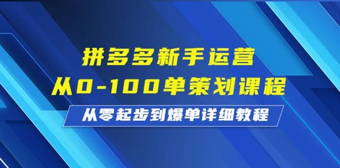 拼多多新手运营从0-100单策划课程，从零起步到爆单详细教程-千寻创业网