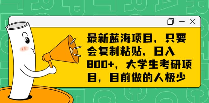 最新蓝海项目，只要会复制粘贴，日入800+，大学生考研项目，目前做的人极少-千寻创业网