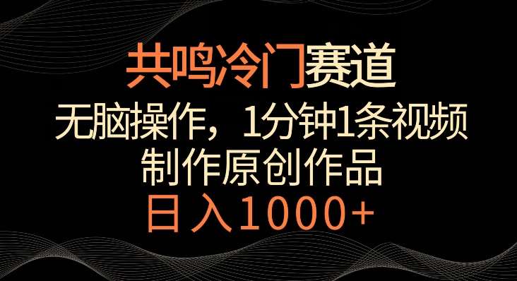 共鸣冷门赛道，无脑操作，一分钟一条视频，日入1000+【揭秘】-千寻创业网