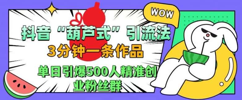 抖音葫芦式引流法，三分钟一条作品，单日引爆抖音500人精准创业粉丝群【揭秘】-千寻创业网