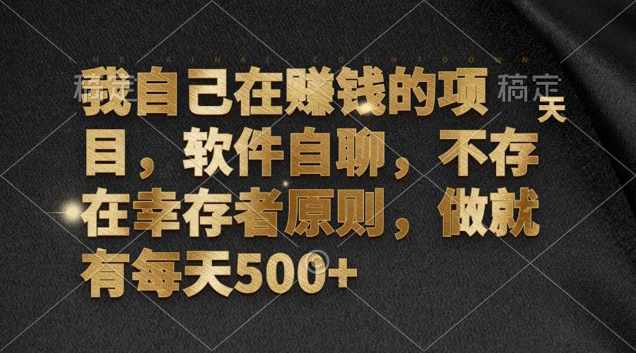 （12956期）我自己在赚钱的项目，软件自聊，不存在幸存者原则，做就有每天500+-千寻创业网