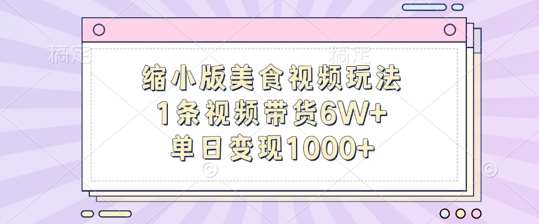 缩小版美食视频玩法，1条视频带货6W+，单日变现1k-千寻创业网