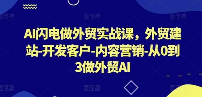 AI闪电做外贸实战课，​外贸建站-开发客户-内容营销-从0到3做外贸AI（更新）-千寻创业网