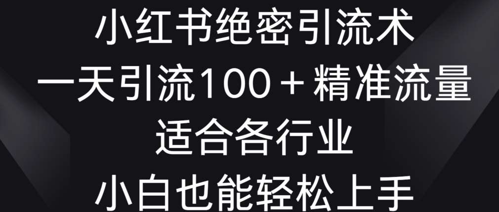 小红书绝密引流术，一天引流100+精准流量，适合各个行业，小白也能轻松上手【揭秘】-千寻创业网