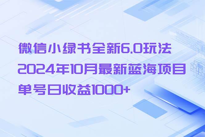 （13052期）微信小绿书全新6.0玩法，2024年10月最新蓝海项目，单号日收益1000+-千寻创业网