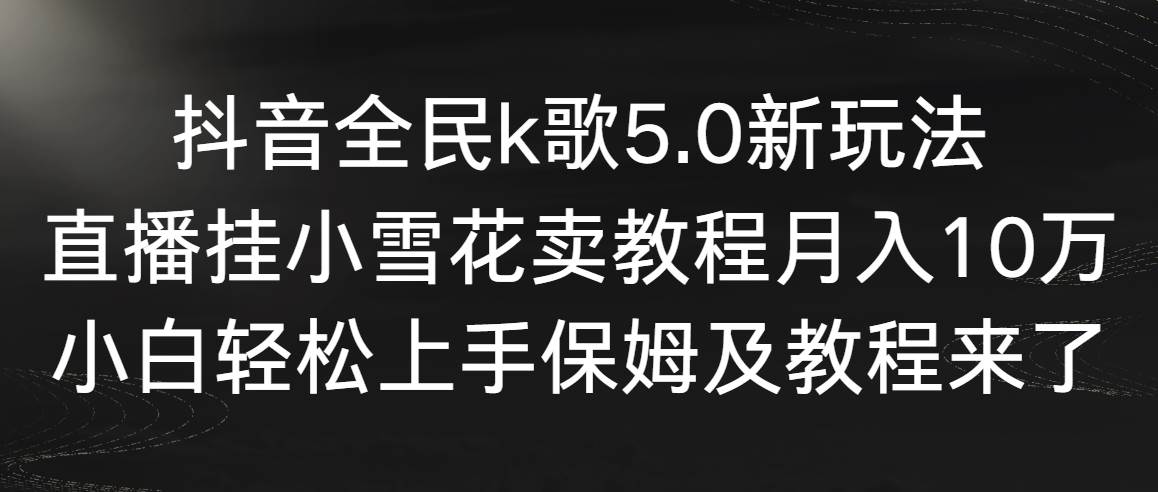 （9021期）抖音全民k歌5.0新玩法，直播挂小雪花卖教程月入10万，小白轻松上手，保…-千寻创业网