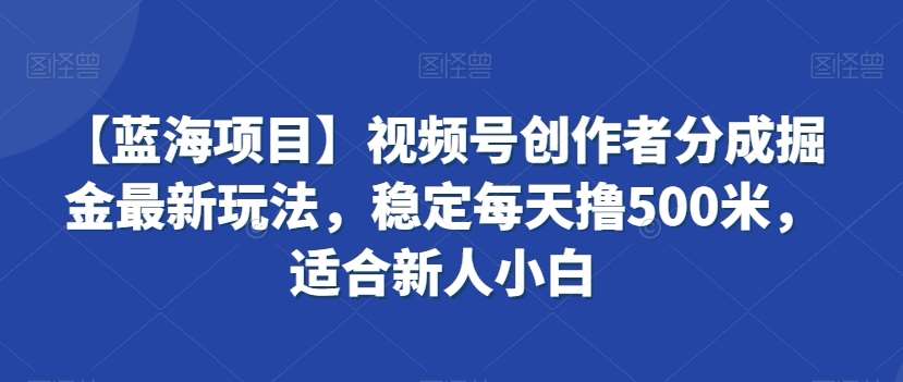 【蓝海项目】视频号创作者分成掘金最新玩法，稳定每天撸500米，适合新人小白【揭秘】-千寻创业网