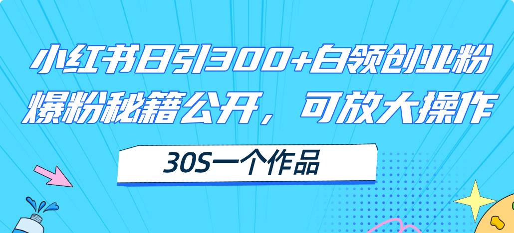 （11692期）小红书日引300+高质白领创业粉，可放大操作，爆粉秘籍！30s一个作品-千寻创业网