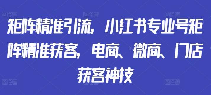 矩阵精准引流，小红书专业号矩阵精准获客，电商、微商、门店获客神技-千寻创业网