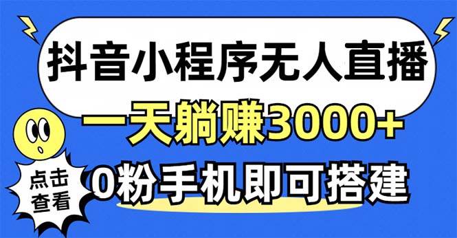 （12988期）抖音小程序无人直播，一天躺赚3000+，0粉手机可搭建，不违规不限流，小…-千寻创业网