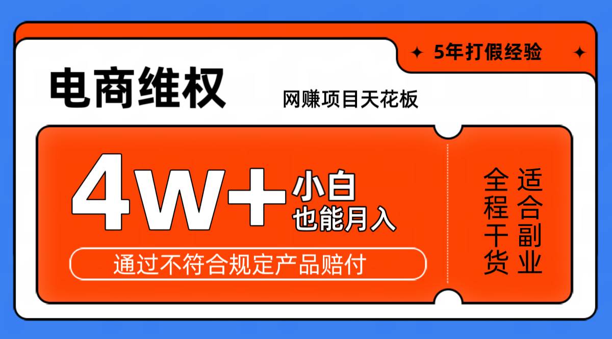 网赚项目天花板电商购物维权月收入稳定4w+独家玩法小白也能上手-千寻创业网