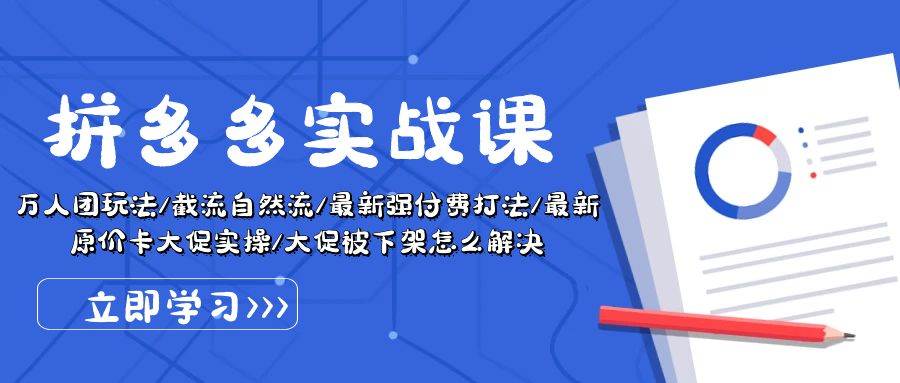 （10865期）拼多多·实战课：万人团玩法/截流自然流/最新强付费打法/最新原价卡大促..-千寻创业网