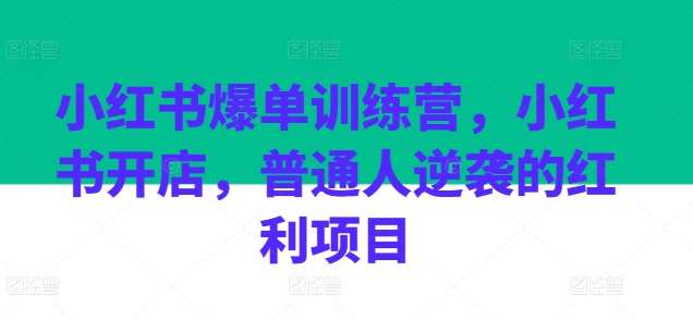 小红书爆单训练营，小红书开店，普通人逆袭的红利项目-千寻创业网