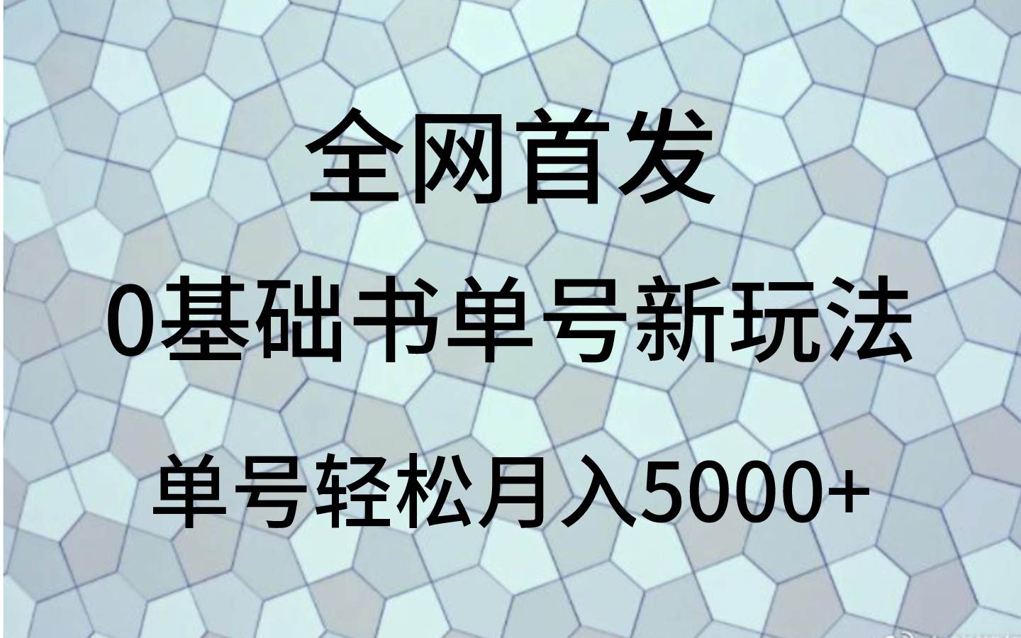 0基础书单号新玩法，操作简单，单号轻松月入5000+-千寻创业网