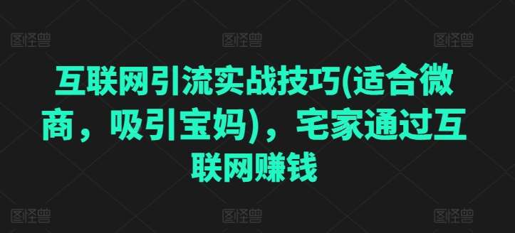 互联网引流实战技巧(适合微商，吸引宝妈)，宅家通过互联网赚钱-千寻创业网