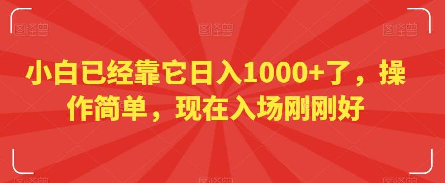 小白已经靠它日入1000+了，操作简单，现在入场刚刚好【揭秘】-千寻创业网