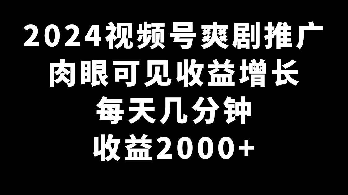 （9028期）2024视频号爽剧推广，肉眼可见的收益增长，每天几分钟收益2000+-千寻创业网