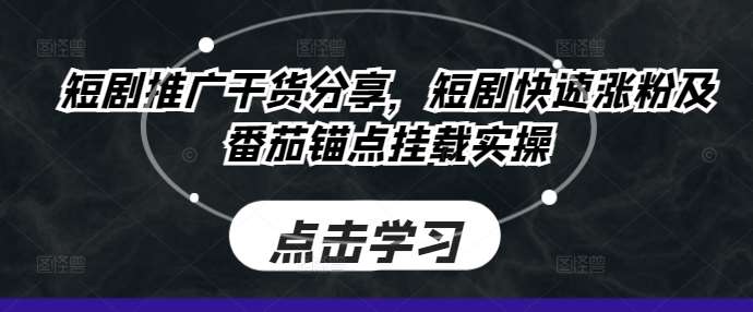 短剧推广干货分享，短剧快速涨粉及番茄锚点挂载实操-千寻创业网