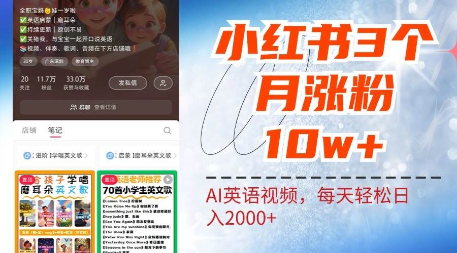 小红书三个月涨粉10W，AI英语视频0成本制作，每天轻松日入2000+-千寻创业网