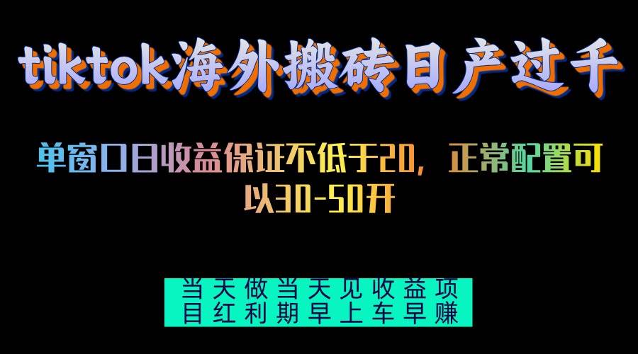 （13079期）tiktok海外搬砖项目单机日产过千当天做当天见收益-千寻创业网