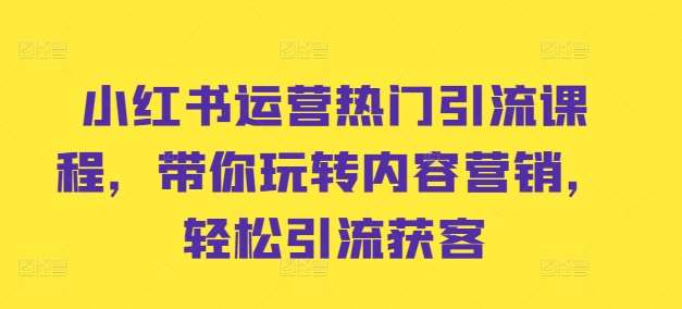 小红书运营热门引流课程，带你玩转内容营销，轻松引流获客-千寻创业网