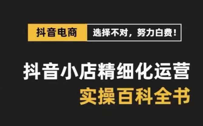 抖音小店精细化运营百科全书，保姆级运营实操讲解-千寻创业网