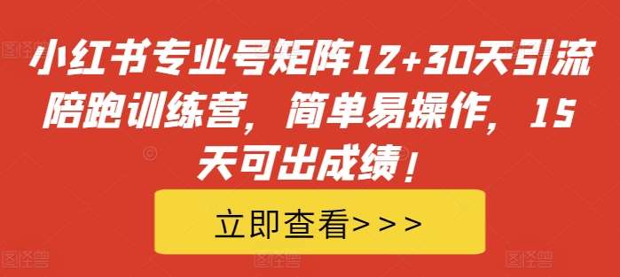 小红书专业号矩阵12+30天引流陪跑训练营，简单易操作，15天可出成绩!-千寻创业网