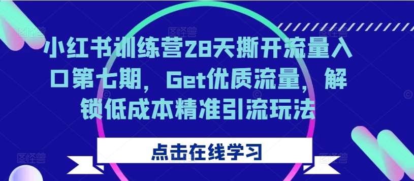 小红书训练营28天撕开流量入口第七期，Get优质流量，解锁低成本精准引流玩法-千寻创业网