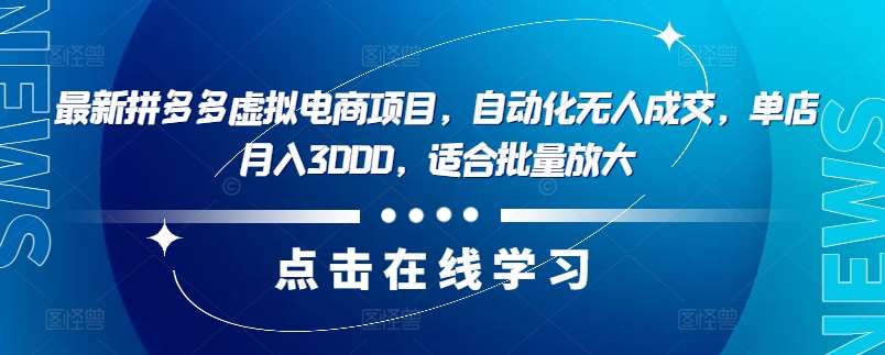 最新拼多多虚拟电商项目，自动化无人成交，单店月入3000，适合批量放大-千寻创业网