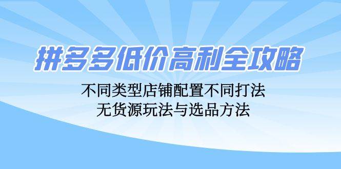 （12897期）拼多多低价高利全攻略：不同类型店铺配置不同打法，无货源玩法与选品方法-千寻创业网