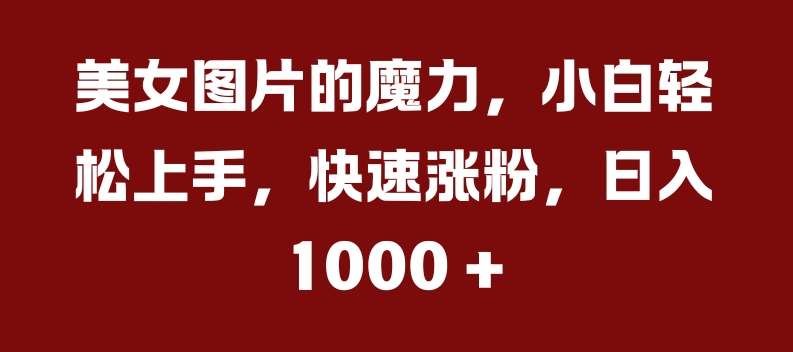 美女图片的魔力，小白轻松上手，快速涨粉，日入几张【揭秘】-千寻创业网