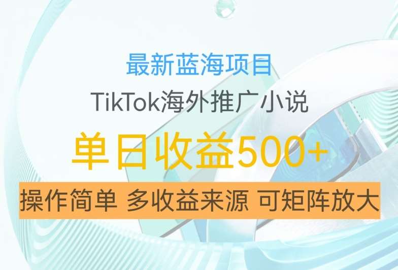 最新蓝海项目，利用tiktok海外推广小说赚钱佣金，简单易学，日入500+，可矩阵放大【揭秘】-千寻创业网