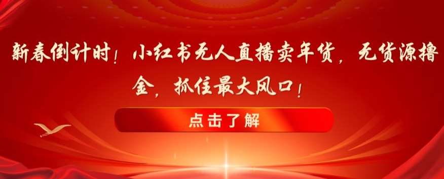 新春倒计时！小红书无人直播卖年货，无货源撸金，抓住最大风口【揭秘】-千寻创业网