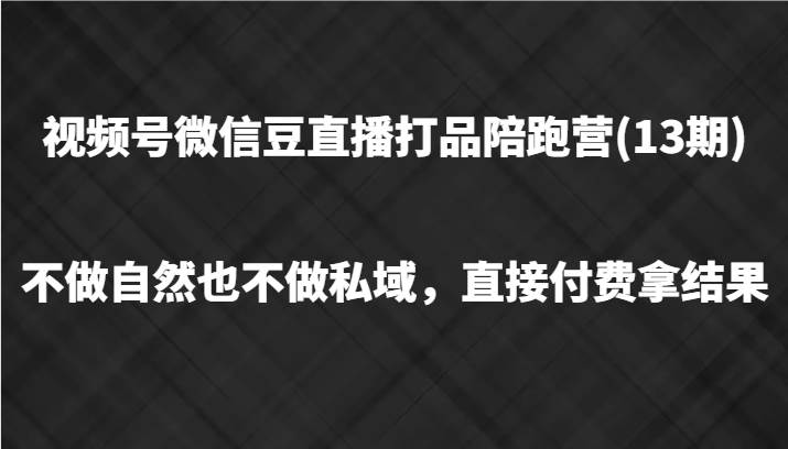 视频号微信豆直播打品陪跑(13期)，不做不自然流不做私域，直接付费拿结果-千寻创业网