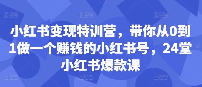 小红书变现特训营，带你从0到1做一个赚钱的小红书号，24堂小红书爆款课-千寻创业网